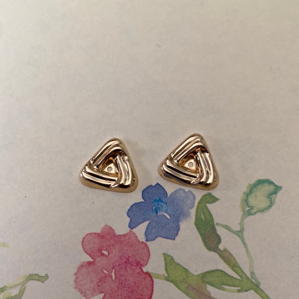 Beautiful Solid 14k Gold Triangular Stud Jacket E… - image 2